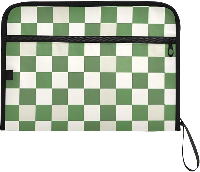 Expanding File Folder Green White Checkered Buffalo Plaid Accordion File - Image 7