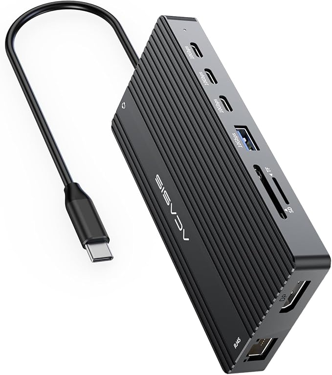 USB C Docking Station Dual Monitor, 14 in 1 USB C Hub, Adapter with 2 HDMI+DP(4K60Hz), Ethernet, 3 USBC 10G,100W PD, SD/TF, Audio, Laptop Docking Station for Dell/HP/Lenovo/ThinkPad/Surface (Black)-DeskLoop Office