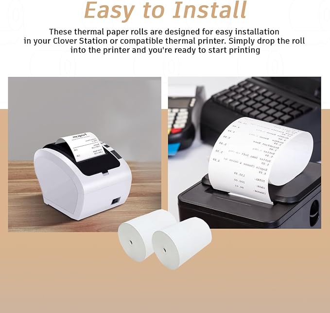3 1/8 x 190 Thermal Receipt Paper Rolls For Most POS Systems and Receipt Printers, Compatible With Clover Station, Square Station, Toast Station, TM-T88, TSP Series (30 Rolls)-DeskLoop Office
