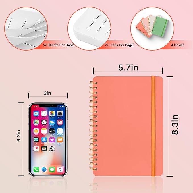 4 Pack A5 Spiral Journal Notebook, Lined Notebooks - Image 2