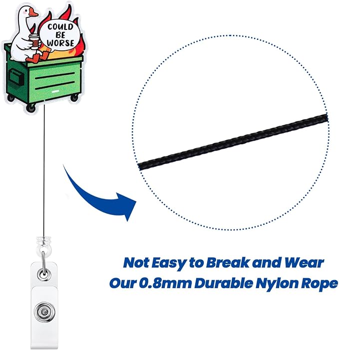 Could Be Worse Funny Goose Dumpster Fire Nurse Badge Reel, Cute Retractable ID - Image 5