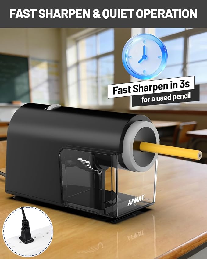 AFMAT Electric Pencil Sharpener, Fully Automatic Pencil Sharpener - Image 5