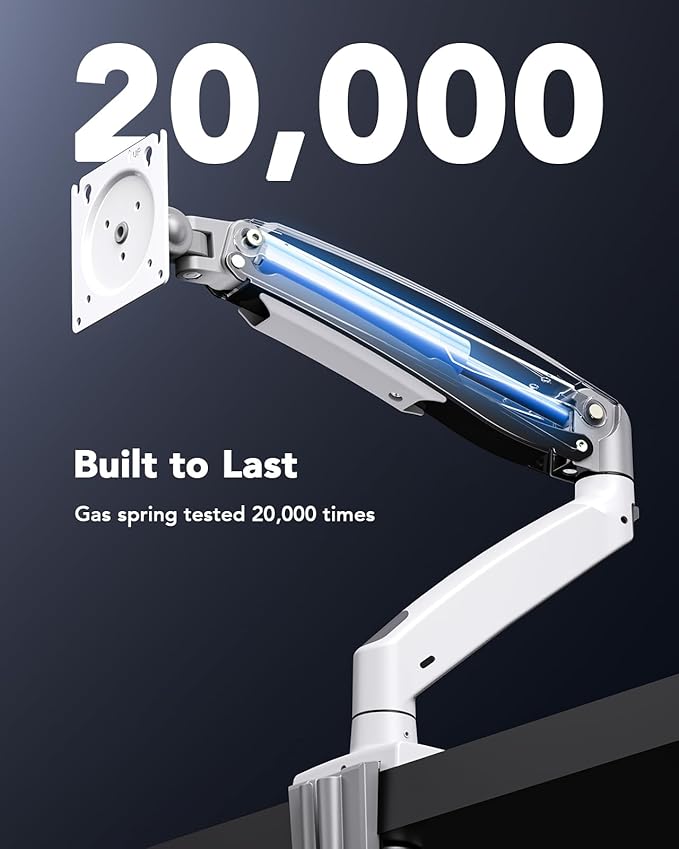 HUANUO Single Monitor Arm for 40 inch Screens, Ultrawide Computer Monitor Mount Holds 26.48 lbs, Upgraded Adjustable Stand with USB, C-Clamp & Grommet Base, VESA 75x75 or 100x100mm-DeskLoop Office