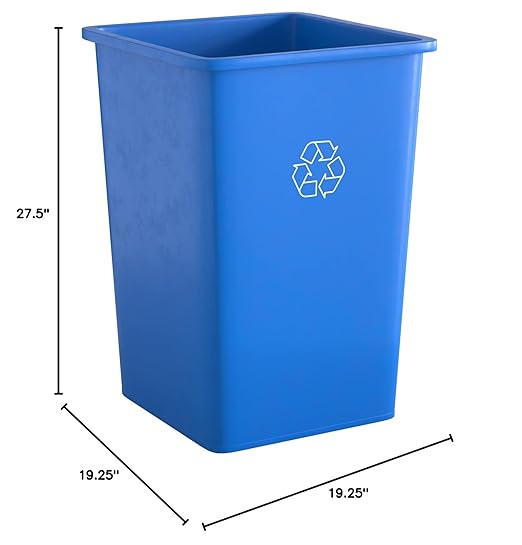 35 Gallon Blue Square Commercial Trash Can-DeskLoop Office