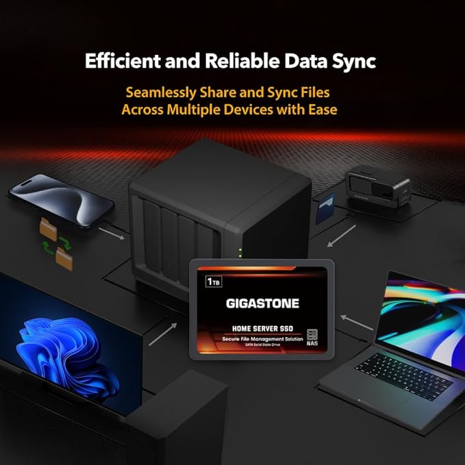 Gigastone Home Server SSD 512GB NAS SSD Drive Cache (2-Pack) 24/7 Durable TLC High Endurance Personal Cloud Data Sync Network Attached Storage RAID 3D NAND 2.5" SATA Internal Solid State Hard Drives-DeskLoop Office