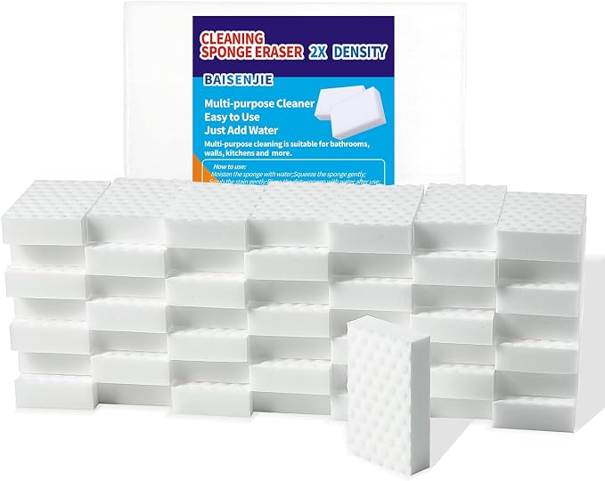 Magic Sponge Eraser, 50 Pack 2X Density Melamine Foam Cleaner by BAISENJIE