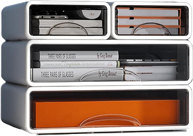 Desk Organizer with Drawers, Stackable Storage Drawers with Compartments by ZZFENGKR