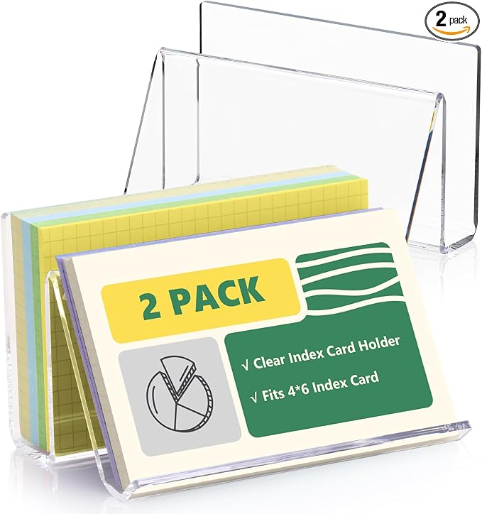 2 Pack Index Card Display Stand 4x6 Index Card Storage Box Flash Card Holder by SHIQIKEJIPTY