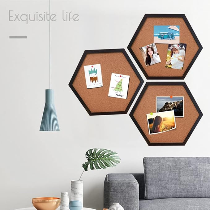 Cork Bulletin Board for Walls, 1/2" Thick Hexagon Pin Board for Walls - Image 9