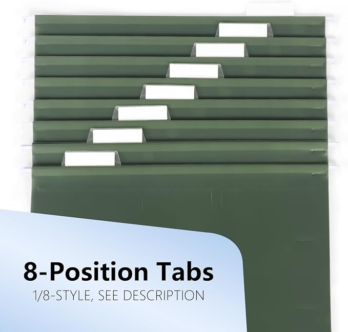 Plastic Hanging File Folders, 24 Pack Olive Hanging Folders，Letter Size - Image 4