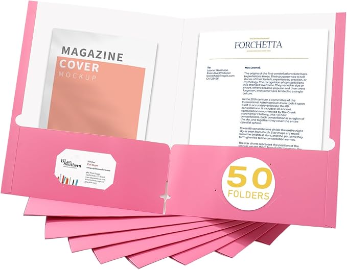 Zzrywuty File folders with Pockets, 50 Pack Paper Folders with Card Slot by Zzrywuty