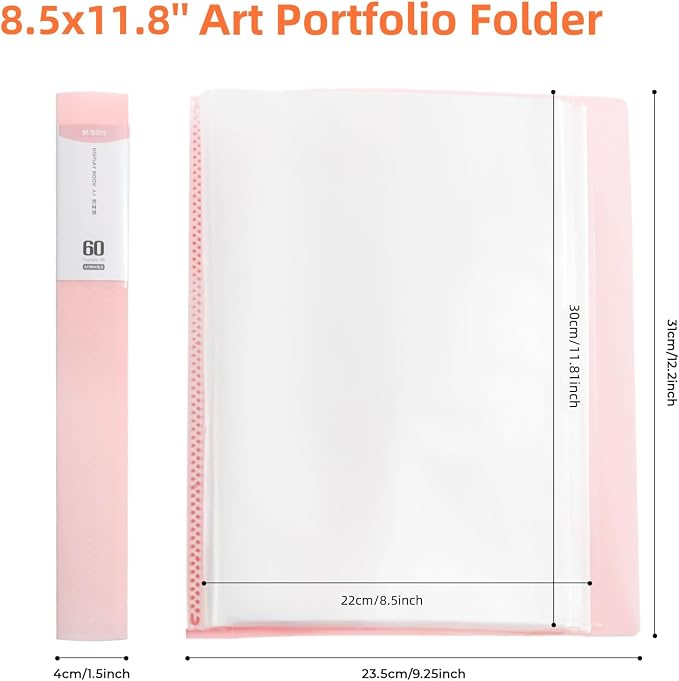 M&G Pink 60 Pocket Binder with Plastic Sleeves, 8.5 x 11.8 Portfolio Folder - Image 2