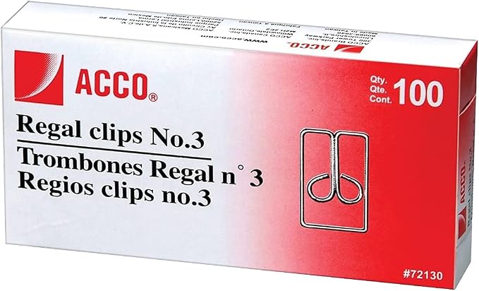 ACCO #3 Regal Owl Clips, Steel Wire, 1 Inch Length, 100 per Box - Image 2