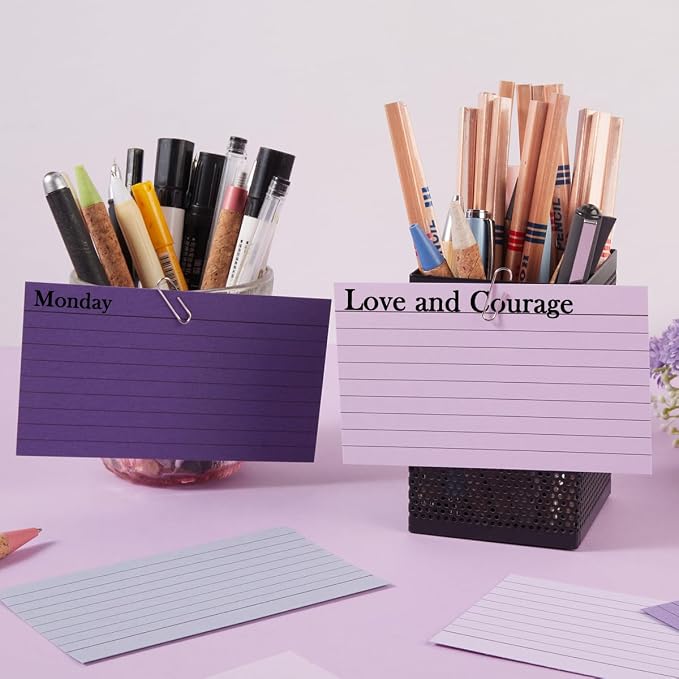 100 Sheets 3x5 Colored Ruled Note Cards Index Cards, 5 Purple | 250 GSM Heavy - Image 4