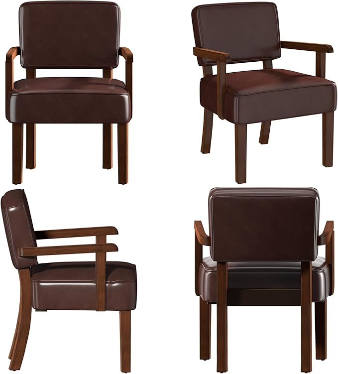 Accent Chair, PU Leather Living Room Chairs Oversize with Soft Seat and Armrests for Living Room Dinning Room Bedroom Reading Room Waiting Room-DeskLoop Office