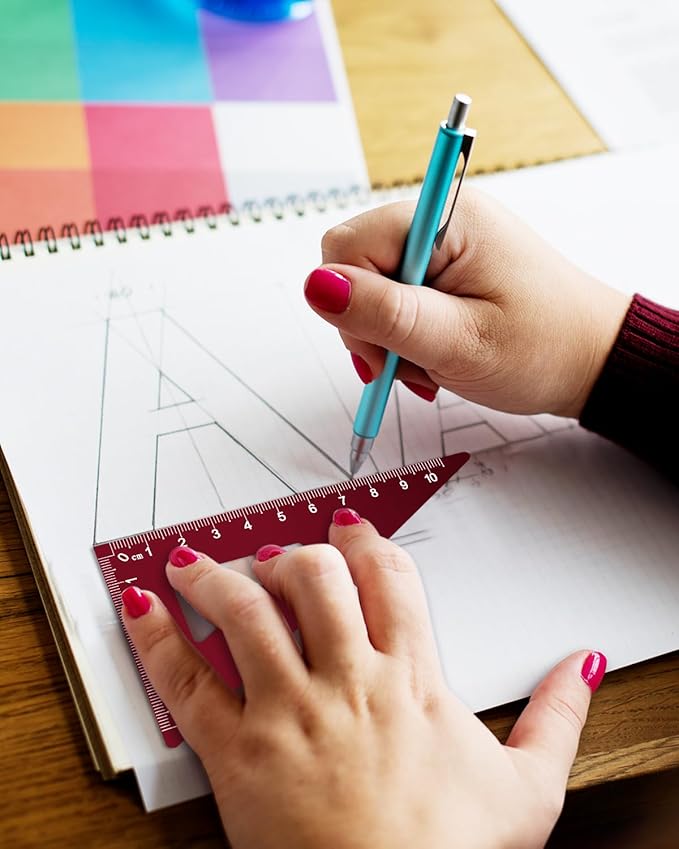 Honagu Aluminum Alloy Triangular Ruler Set, 8 Pieces/2 Sets, Modern Design, 12 Inches-DeskLoop Office