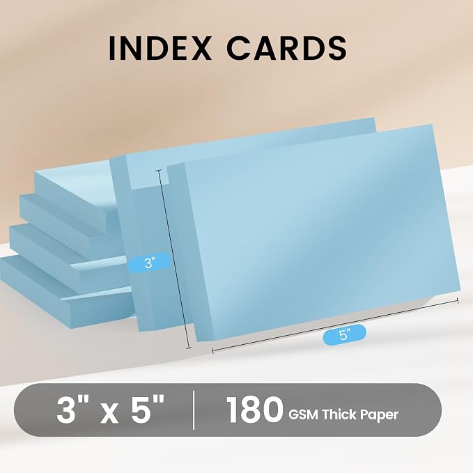 Index Cards 3x5 Inch, Flash Cards, Blank Blue Note Cards Paper - Image 2