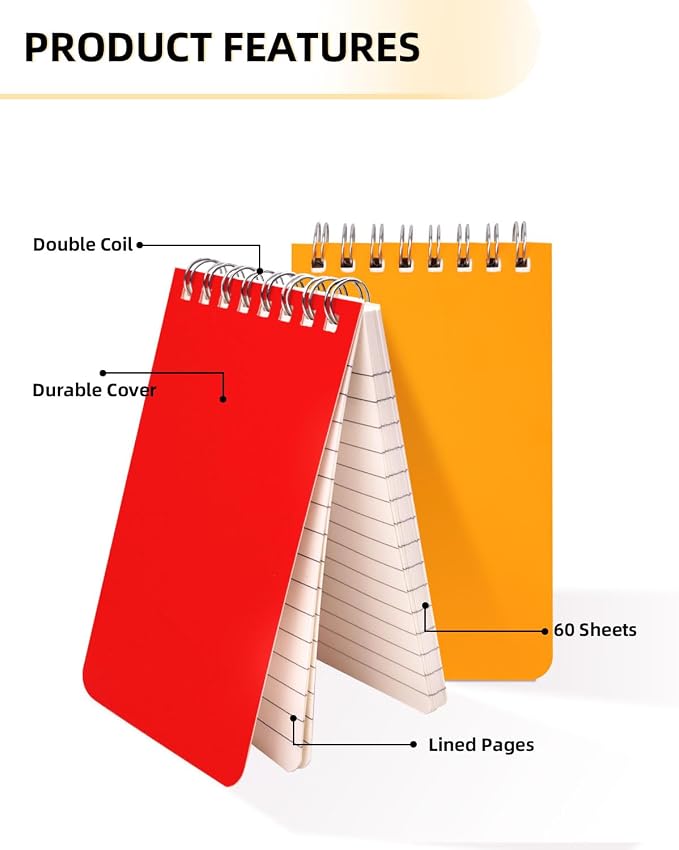 Dynta Mini Spiral Notebooks Bulk 3x5 Inch Memo Pads, 30 Packs Small Notepad Top - Image 4