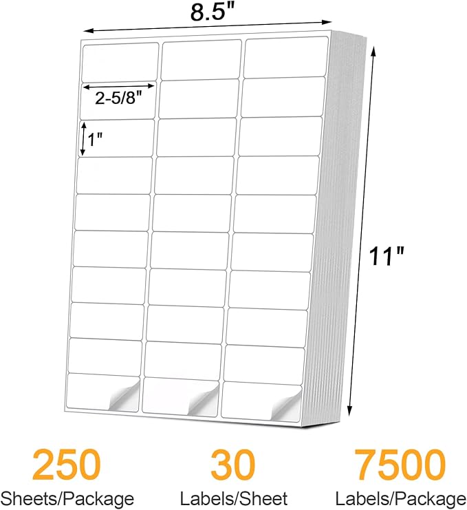A4 30 Up Shipping Address Labels, 30 Per Page, 30-UP White Shipping Labels - Image 2