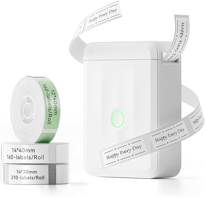 NIIMBOT D110 Upgraded Version Mini Label Maker Machine with 3 Tapes, Portable Bluetooth Thermal Printer, Sticker Labeler with Multiple Templates for Office Organization Home Kitchen School, White-DeskLoop Office
