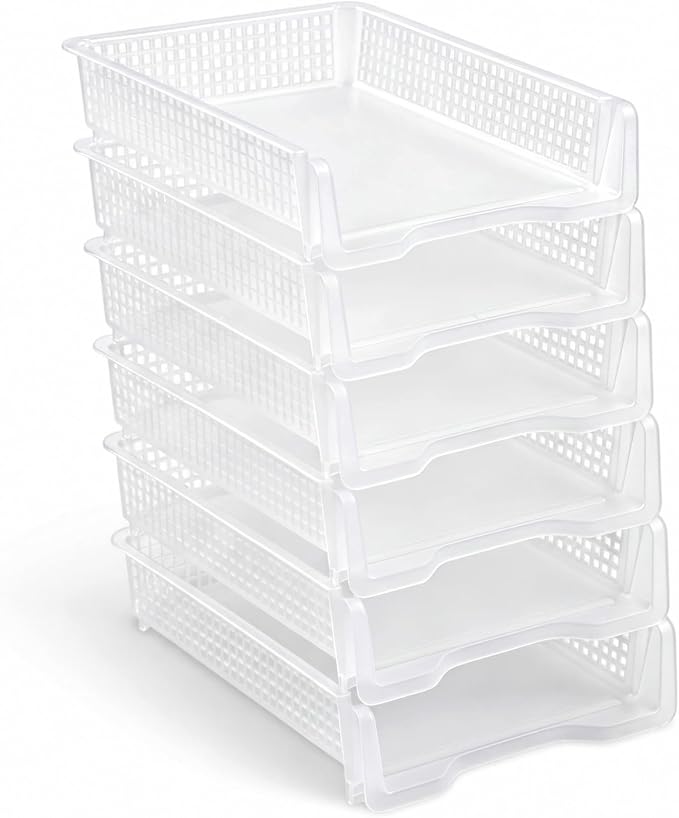 Geetery Set of 6 Turn in Trays Classroom Plastic Trays by Geetery