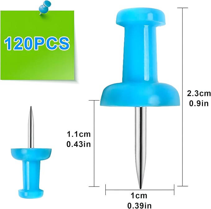 VAPKER Push Pins Tacks 120Pcs Deep SkyBlue Thumb Tacks Larger Size Pin Map - Image 2