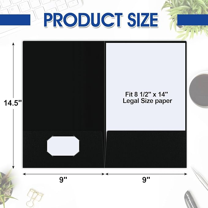 25 Pack 9" x 14.5" Legal Size Folders Linen Presentation Folders Bulk - Image 2