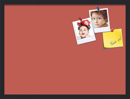 PinPix 27x20 Inch Cork Bulletin Board. This Decorative Framed Pin Board Comes with Crimson Pastel Design and a Satin Black Frame. Ideal for Home Office Decor or Message Board (PinPix-1807)-DeskLoop Office