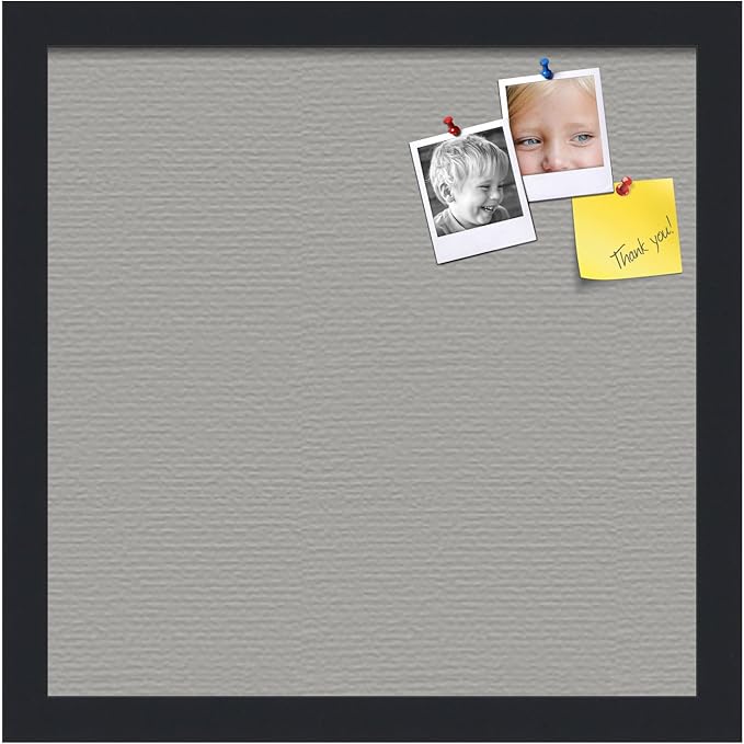 PinPix 14x14 Inch Cork Bulletin Board. This Decorative Framed Pin Board Comes with Dark Stone Design and a Satin Black Frame. Ideal for Home Office Decor or Message Board (PinPix-1808)-DeskLoop Office