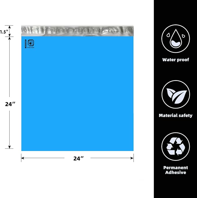 POLYSELLS 50 pcs 24x24 Inches Blue Poly Mailers Shipping Envelopes, Strong - Image 2
