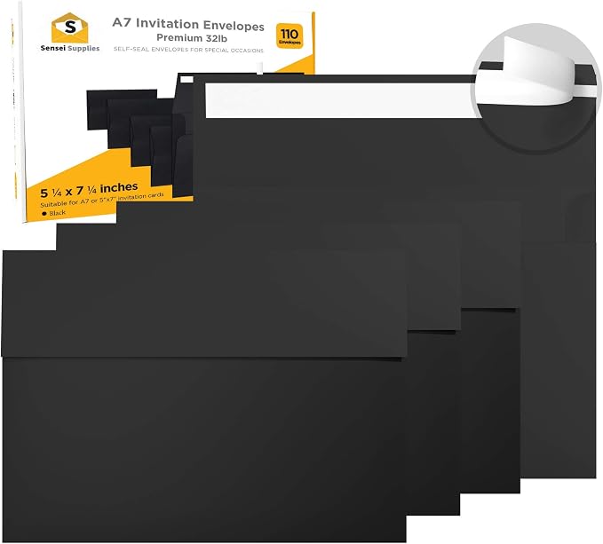 110 5x7 Black Invitation Envelopes by SenseiSupplies