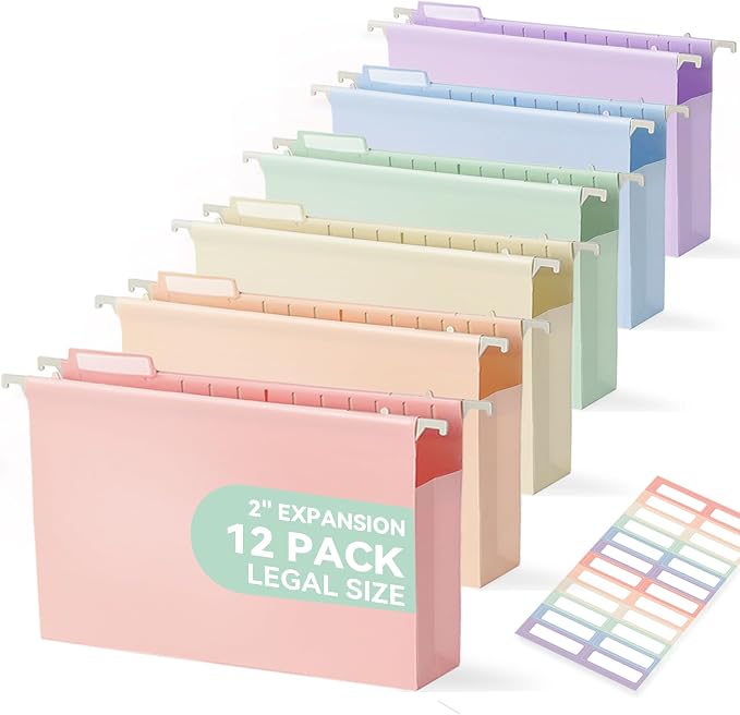 SortRax Plastic Extra Capacity Legal Size Hanging File Folders, Heavy Duty by SortRax