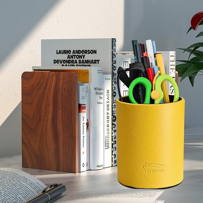 Pen Pencil Holder Cup Container PU Leather Desk Organizer Stand Decor Brush - Image 3
