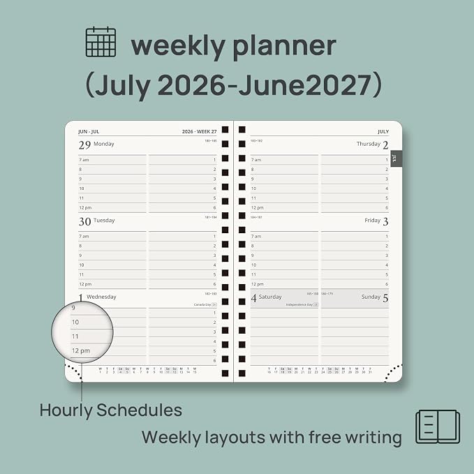 POPRUN Pocket calendar 2026-2027, pocket planner Jul 2026-Jan 2027, 6.5" x 3.5" - Image 3