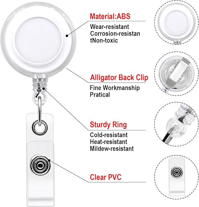 30 Pack Funny Retractable Badge Reel Holder Fun Humorous PVC ID Badge Reels - Image 7