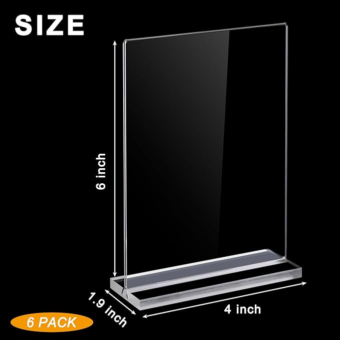 Hoewina Acrylic Sign Stands 4 x 6 Inch 6 Pack - Image 3