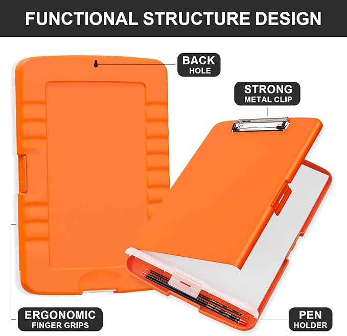 Plastic Clipboard with Storage, 8.5 x 11 Storage Organization Box Side-Opening - Image 3
