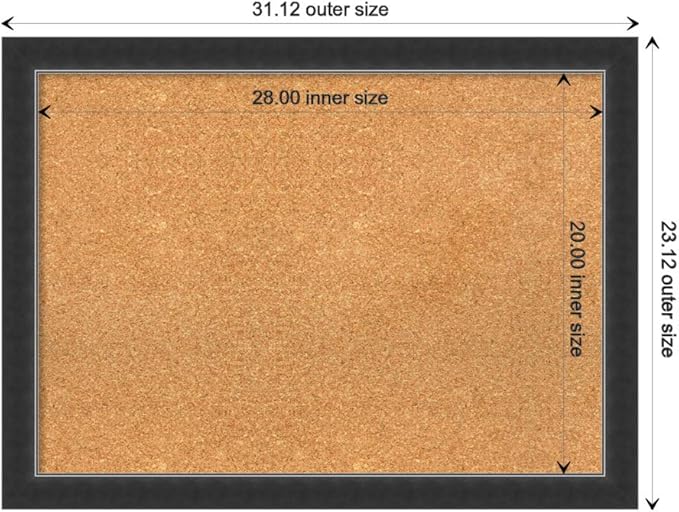 Amanti Art Natural Cork Board for Wall, 23x31 Vision Board with Black Wood Frame, Medium Corkboard Office Decor for Home Organization, Modern Contemporary Corkboard Pinboard to display items for home-DeskLoop Office