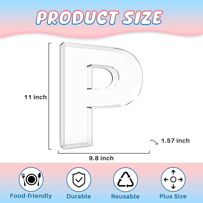 11" Acrylic Letter Charcuterie Box, Reusable Fillable Alphabet Number Shaped - Image 4