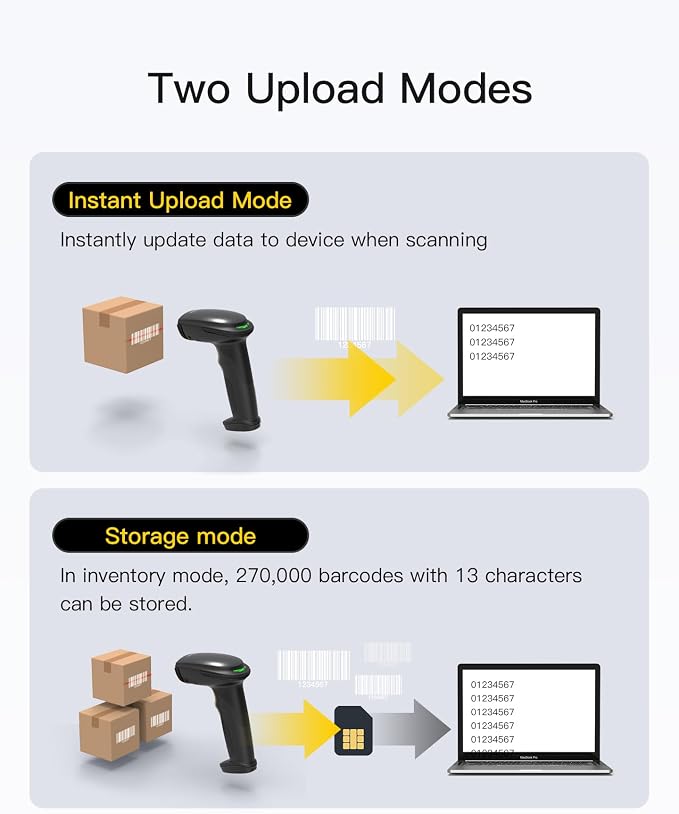 Inateck 2D Barcode Scanner, Wireless Bluetooth QR Barcode Scanner, Handheld - Image 9