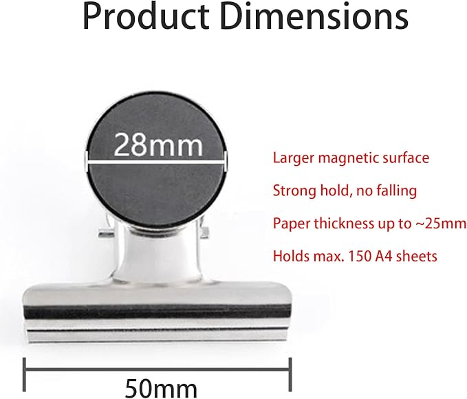Strong Magnetic Clips, 12 Pack, 2 Inch, 50 mm, Refrigerator Magnet Clips - Image 2