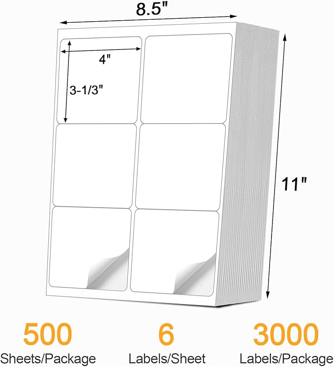 6-UP 4''x3-1/3'' Shipping Labels - Image 2