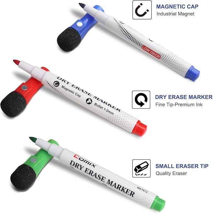 Comix Magnetic Dry Erase Markers, Fine Tip Whiteboard Markers - Image 5