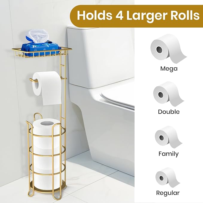 Gold Toilet Paper Holder Stand - Image 3