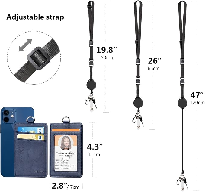 Leather Badge Holder and Adjustable Retractable Lanyards, Quick Release Buckle - Image 4