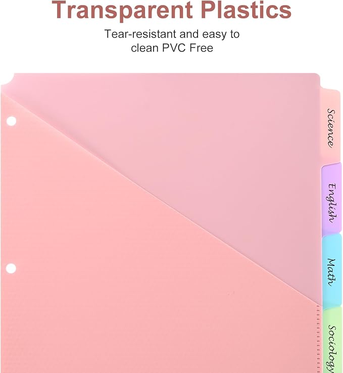 5 Tabs Dividers with Pockets for 3 Ring Binder, Binder Dividers with Tabs for - Image 4