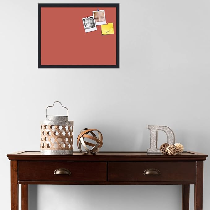 PinPix 22x17 Inch Cork Bulletin Board. This Decorative Framed Pin Board Comes with Crimson Pastel Design and a Satin Black Frame. Ideal for Home Office Decor or Message Board (PinPix-1807)-DeskLoop Office