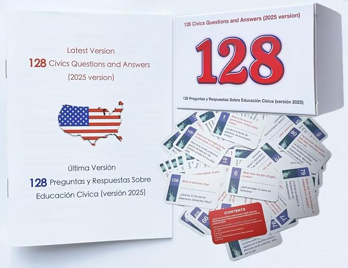 US Citizenship Flash Cards 2026-128 USCIS Civics Questions & Answers, Civics by Biodison+%26+Lee