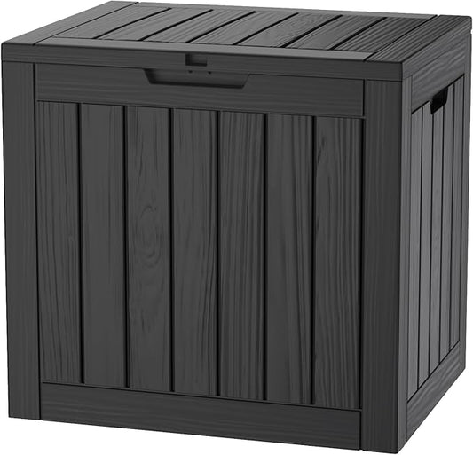 35 Gallon Lockable Resin Deck Box, Waterproof & UV-Resistant Outdoor Storage Box for Outdoor Cushion Storage, Garden Tools & Pool Accessories Storage, Black-DeskLoop Office
