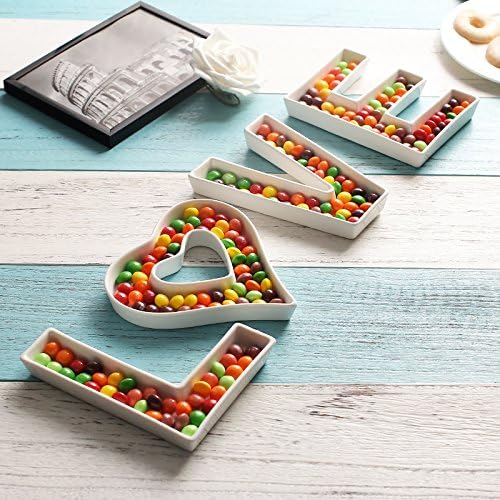 Coffeezone Small Ceramic LOVE Letter Candy Dish & Plates - Image 5